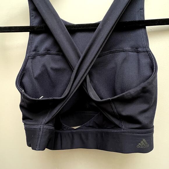 Adidas Navy Blue Criss Cross Straps Padded Sports Bra - Picture 4 of 6